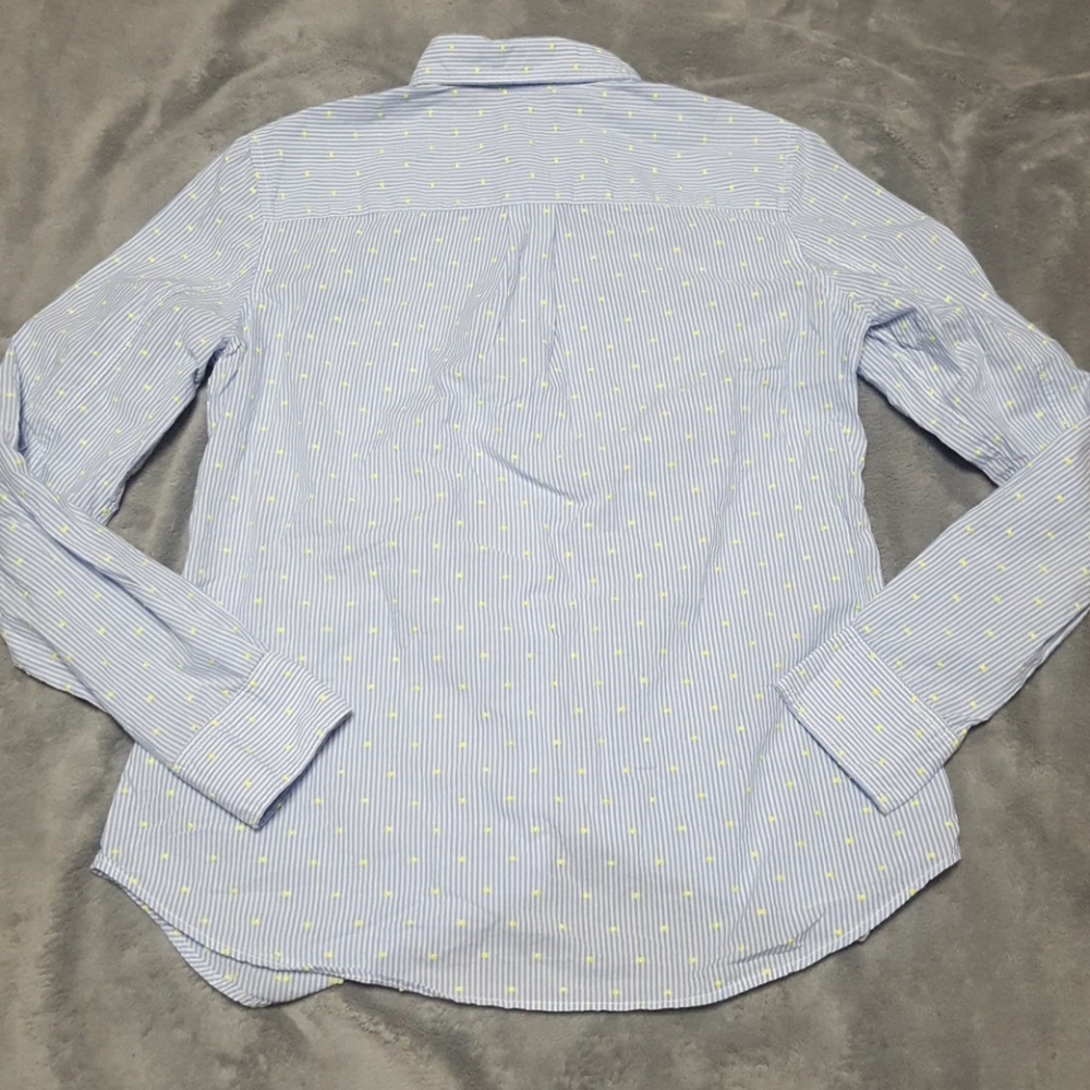 GAP BLUE PINSTRIPED BUTTONDOWN SHIRT TOP LIME NEW - Picture 5 of 5